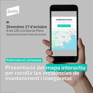 Junts presenta un mapa interactiu per recollir les incidències de manteniment i d’inseguretat dels barris